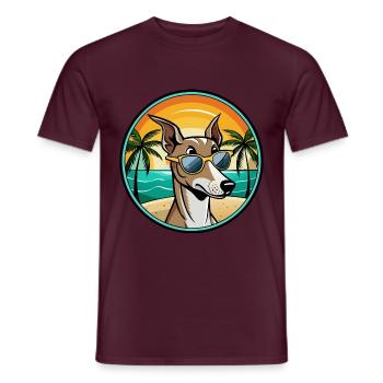 Polnischer Windhund Hund Rasse Cartoon Sonnenbrille Strand - Männer T-Shirt - Ziegelrot - Vorne - AI Model Male 178 light (178cm)