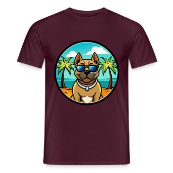 Perro De Presa Canario Hunderasse Cartoon Strand - Männer T-Shirt - Ziegelrot - Vorne - AI Model Male 178 light (178cm)