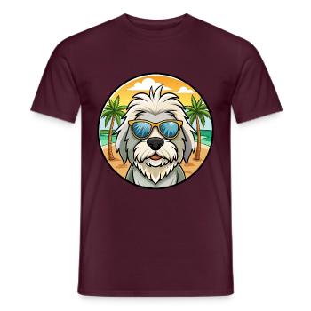 Alter englischer Schäferhund Rasse Cartoon Sonnenbrille Strand - Männer T-Shirt - Ziegelrot - Vorne - AI Model Male 178 light (178cm)