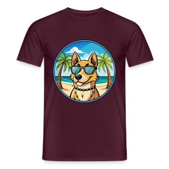 Norwegischer Windhund Rasse Cartoon Sonnenbrille Strand - Männer T-Shirt - Ziegelrot - Vorne - AI Model Male 178 light (178cm)