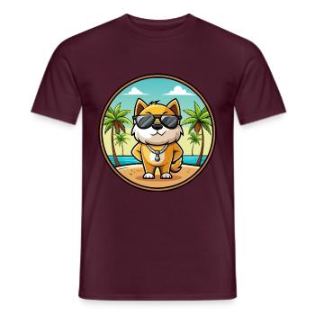 Milieu Asiatique Ovtcharka Chien Race Dessin Animé Plage - T-shirt homme - rouge brique - Devant - AI Model Male 178 light (178cm)