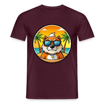 Moscow Watchdog Breed Cartoon Sunglasses Beach - Men's T-Shirt - brick red - Front - AI Model Male 178 light (178cm)