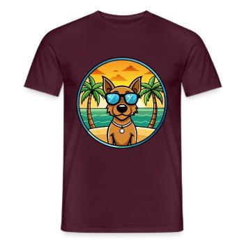 Jagdterrier Hunderasse Cartoon Sonnenbrille Strand - Männer T-Shirt - Ziegelrot - Vorne - AI Model Male 178 light (178cm)