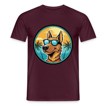 Deutscher Windhund Rasse Cartoon Sonnenbrille Strand - Männer T-Shirt - Ziegelrot - Vorne - AI Model Male 178 light (178cm)