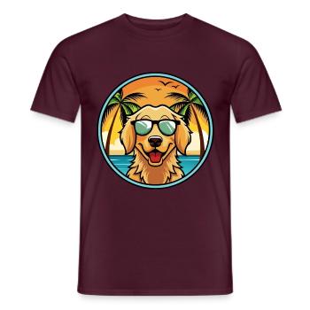 Flat Coated Retriever Dog Breed Cartoon Sunglasses - Men's T-Shirt - brick red - Front - AI Model Male 178 light (178cm)