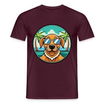 Dänische Broholmer Hunderasse Cartoon Sonnenbrille Strand - Männer T-Shirt - Ziegelrot - Vorne - AI Model Male 178 light (178cm)