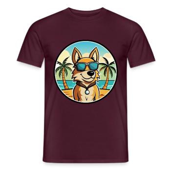 Cesky Fousek Hunderasse Cartoon Sonnenbrille Strand - Männer T-Shirt - Ziegelrot - Vorne - AI Model Male 178 light (178cm)