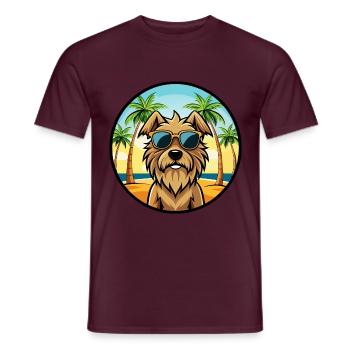 Briard Dog Breed Cartoon Sunglasses Beach - Men's T-Shirt - brick red - Front - AI Model Male 178 light (178cm)
