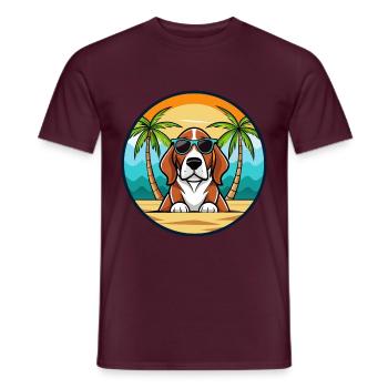 Basset Artesien Normand Hunderasse Cartoon Beach - Männer T-Shirt - Ziegelrot - Vorne - AI Model Male 178 light (178cm)