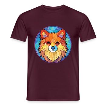 Deutsche Spitz Hunderasse Aquarell Illustration - Männer T-Shirt - Ziegelrot - Vorne - AI Model Male 178 light (178cm)