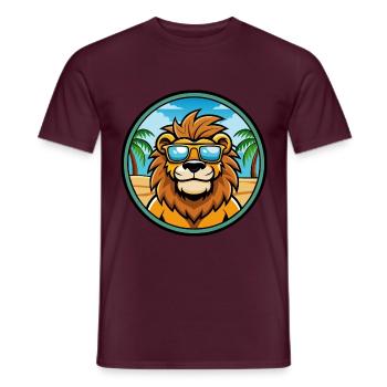 Lion Funny Cartoon Summer Beach Sunglasses Sticker - Men's T-Shirt - brick red - Front - AI Model Male 178 light (178cm)