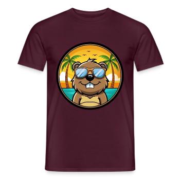 Biber Lustige Cartoon Sommer Strand Sonnenbrille Cool - Männer T-Shirt - Ziegelrot - Vorne - AI Model Male 178 light (178cm)