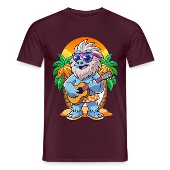 Drôle Yeti Dessin Animé Plage D’été Lunettes De Soleil Guitare - T-shirt homme - rouge brique - Devant - AI Model Male 178 light (178cm)