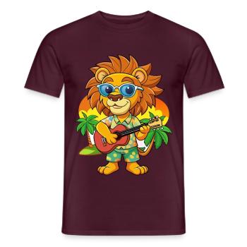 Funny Lion Summer Beach Sunglasses Hawaiian - Men's T-Shirt - brick red - Front - AI Model Male 178 light (178cm)