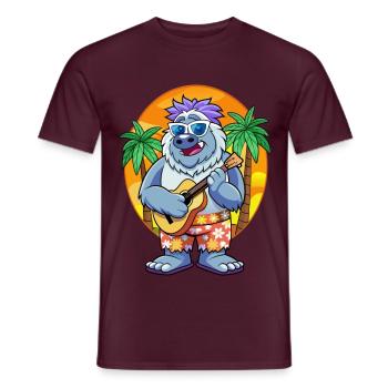 Drôle Yeti Dessin Animé Plage D’été Lunettes De Soleil Guitare - T-shirt homme - rouge brique - Devant - AI Model Male 178 light (178cm)