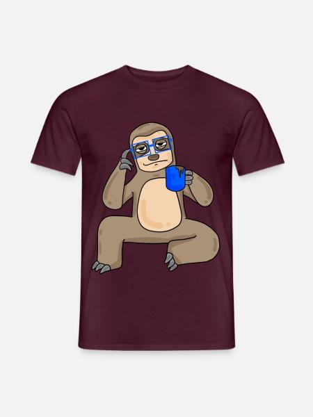 Sloth with glasses and coffee - Men's T-Shirt - brick red