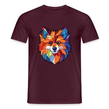 Deutsche Spitz Hunderasse Aquarell Illustration - Männer T-Shirt - Ziegelrot - Vorne - AI Model Male 178 light (178cm)