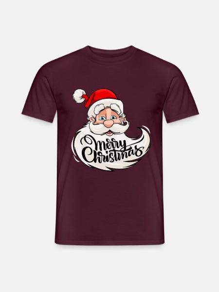 Merry Christmas - Weihnachtsmann mit Rauschebart - Männer T-Shirt - Ziegelrot