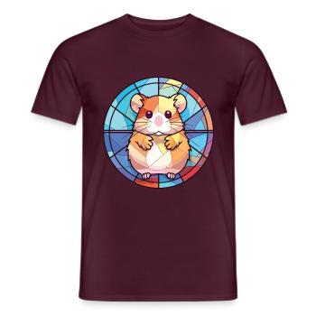 Bunte Aquarell-Tierillustration des Hamsters - Männer T-Shirt - Ziegelrot - Vorne - AI Model Male 178 light (178cm)