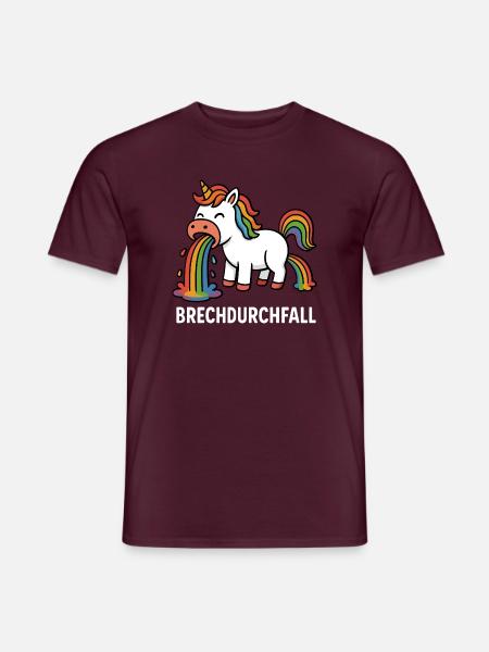 Brechdurchfall - Einhorn - Männer T-Shirt - Ziegelrot