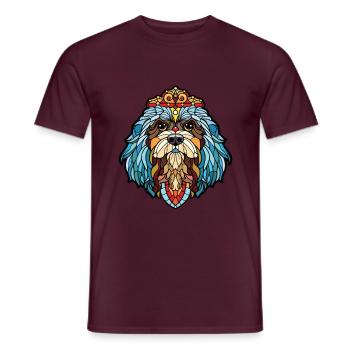 Chinesische kaiserliche Hunderasse Aquarell-Illustration - Männer T-Shirt - Ziegelrot - Vorne - AI Model Male 178 light (178cm)