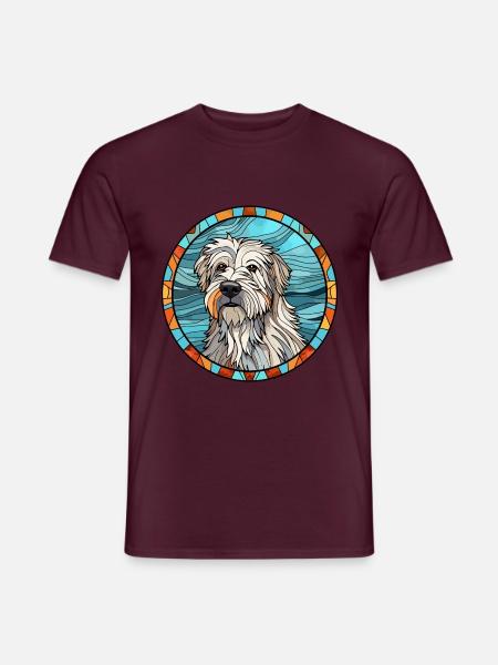 Pyrenäen-Schäferhund Hunderasse Buntes Glas - Männer T-Shirt - Ziegelrot