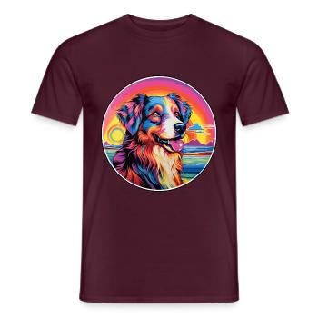 Englischer Schäferhund Rasse Bunte Karikatur Wasserc - Männer T-Shirt - Ziegelrot - Vorne - AI Model Male 178 light (178cm)