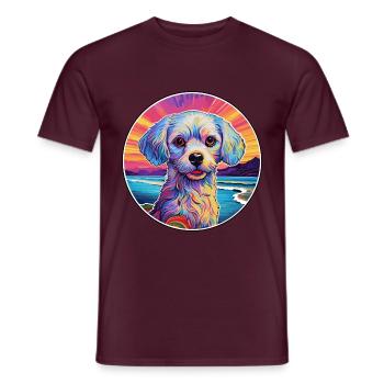 Chinesische kaiserliche Hunderasse bunte Karikatur Wasserc - Männer T-Shirt - Ziegelrot - Vorne - AI Model Male 178 light (178cm)