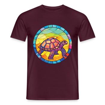 Bunte Aquarell-Tierillustration der Schildkröte - Männer T-Shirt - Ziegelrot - Vorne - AI Model Male 178 light (178cm)