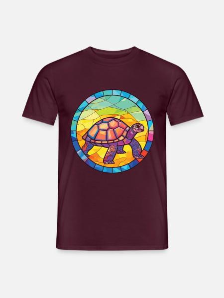 Bunte Aquarell-Tierillustration der Schildkröte - Männer T-Shirt - Ziegelrot