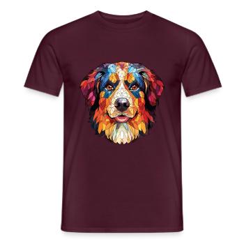 Englischer Schäferhund Rasse Aquarell Illustration - Männer T-Shirt - Ziegelrot - Vorne - AI Model Male 178 light (178cm)