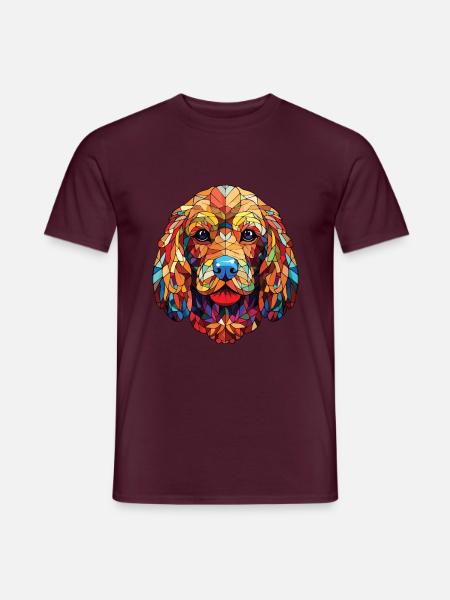Cockapoo Hunderasse Aquarell Glas Illustration - Männer T-Shirt - Ziegelrot