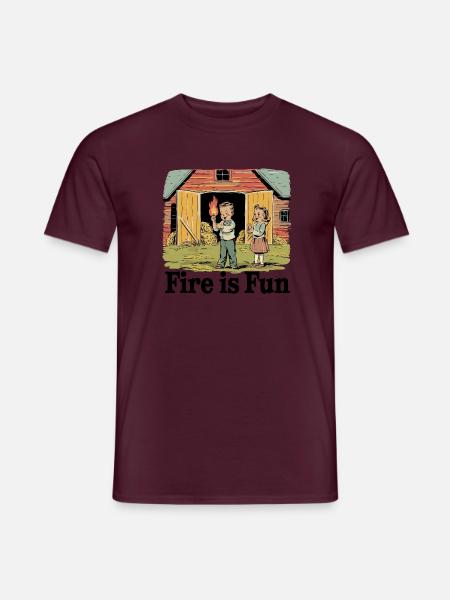 Fire is fun - Männer T-Shirt - Ziegelrot