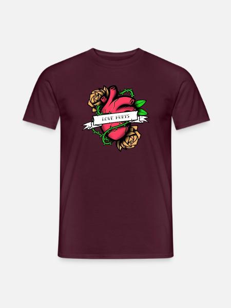 Herz mit Dornen - Männer T-Shirt - Ziegelrot