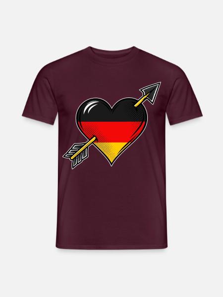 Deutschland Flagge Herz mit Pfeil - Männer T-Shirt - Ziegelrot