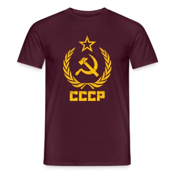 CCCP - UdSSR - Sowjetunion - Russland - Hammer - Männer T-Shirt - Ziegelrot - Vorne - AI Model Male 178 light (178cm)