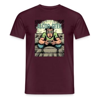 ALKOHOLIKER-NERD – VIDEOSPIELSÜCHTIGER - Männer T-Shirt - Ziegelrot - Vorne - AI Model Male 178 light (178cm)