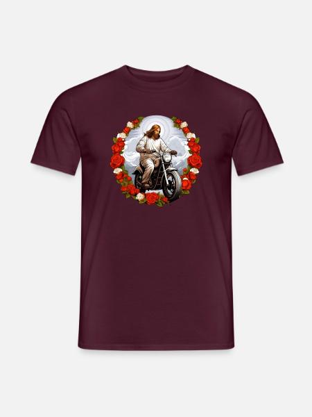 Motorrad Jesus - Männer T-Shirt - Ziegelrot