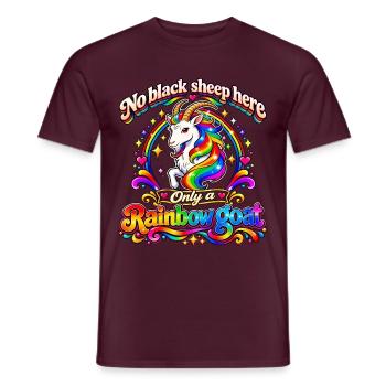 Hier gibt es kein schwarzes Schaf, sondern eine Regenbogenziege - Männer T-Shirt - Ziegelrot - Vorne - AI Model Male 178 light (178cm)