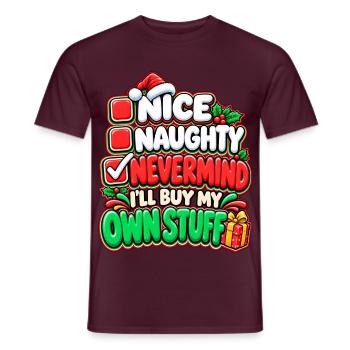 Eigene Sachen Weihnachtsspruch - Männer T-Shirt - Ziegelrot - Vorne - AI Model Male 178 light (178cm)