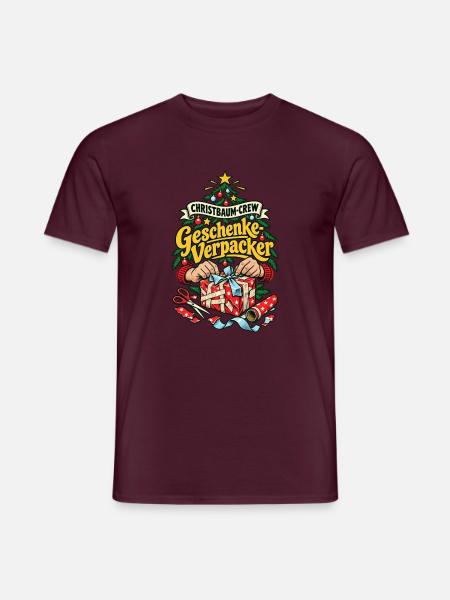 Christbaum-Crew Geschenke-Verpacker - Männer T-Shirt - Ziegelrot
