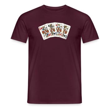 Vier Hunde, Vier Könige – Königliche Spielkarten - Männer T-Shirt - Ziegelrot - Vorne - AI Model Male 178 light (178cm)