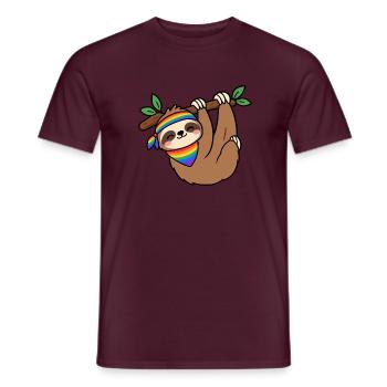 Regenbogen-Faultier-Treffpunkt - Männer T-Shirt - Ziegelrot - Vorne - AI Model Male 178 light (178cm)