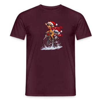 Festliche Penny Farthing Schneefahrt - Männer T-Shirt - Ziegelrot - Vorne - AI Model Male 178 light (178cm)