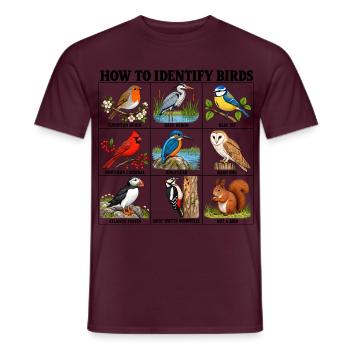 How to Identify Birds Funny Birding Birder Fitted  - Männer T-Shirt - Ziegelrot - Vorne - AI Model Male 178 light (178cm)