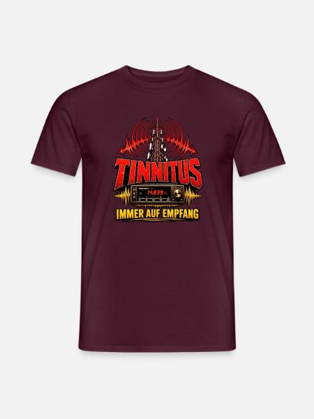 TINNITUS IMMER AUF EMPFANG - Männer T-Shirt - Ziegelrot