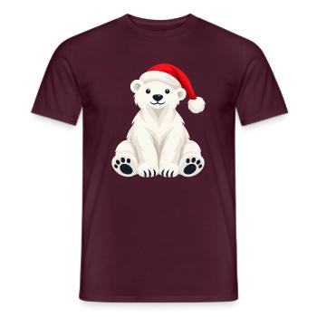 Weihnachtlicher Eisbär mit Nikolausmütze  - Männer T-Shirt - Ziegelrot - Vorne - AI Model Male 178 light (178cm)