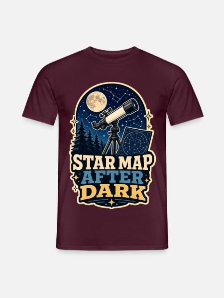 STAR MAP AFTER DARK - Männer T-Shirt - Ziegelrot