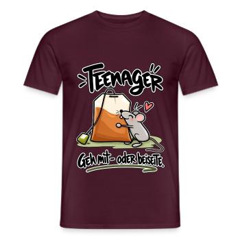 Teenager – Lustige Maus mit Teebeutel Spruch - Männer T-Shirt - Ziegelrot - Vorne - AI Model Male 178 light (178cm)