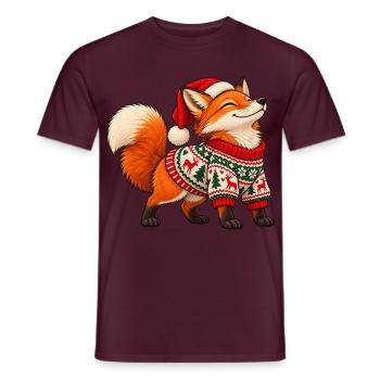 Weihnachtsfuchs – Süßer Fuchs im Winterpullover - Männer T-Shirt - Ziegelrot - Vorne - AI Model Male 178 light (178cm)